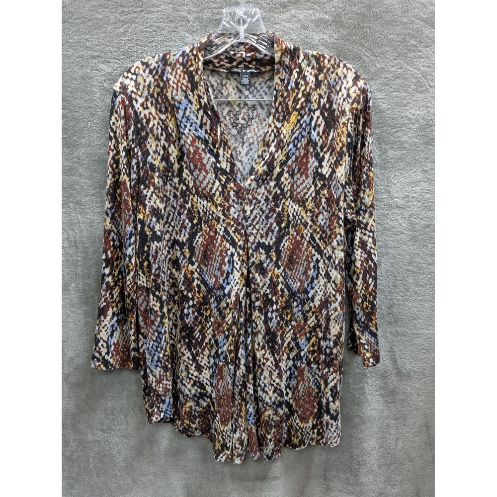 Abstract Reptile Print Top Women's Large‎ Contemporary Business Casual